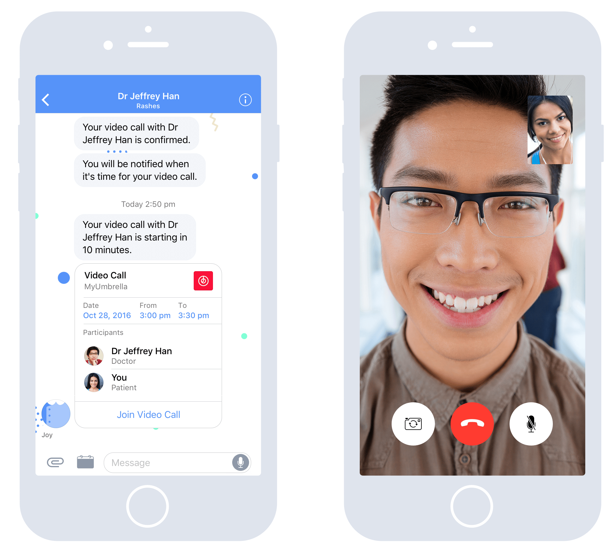 Joining a face-to-face consult from an event bubble.