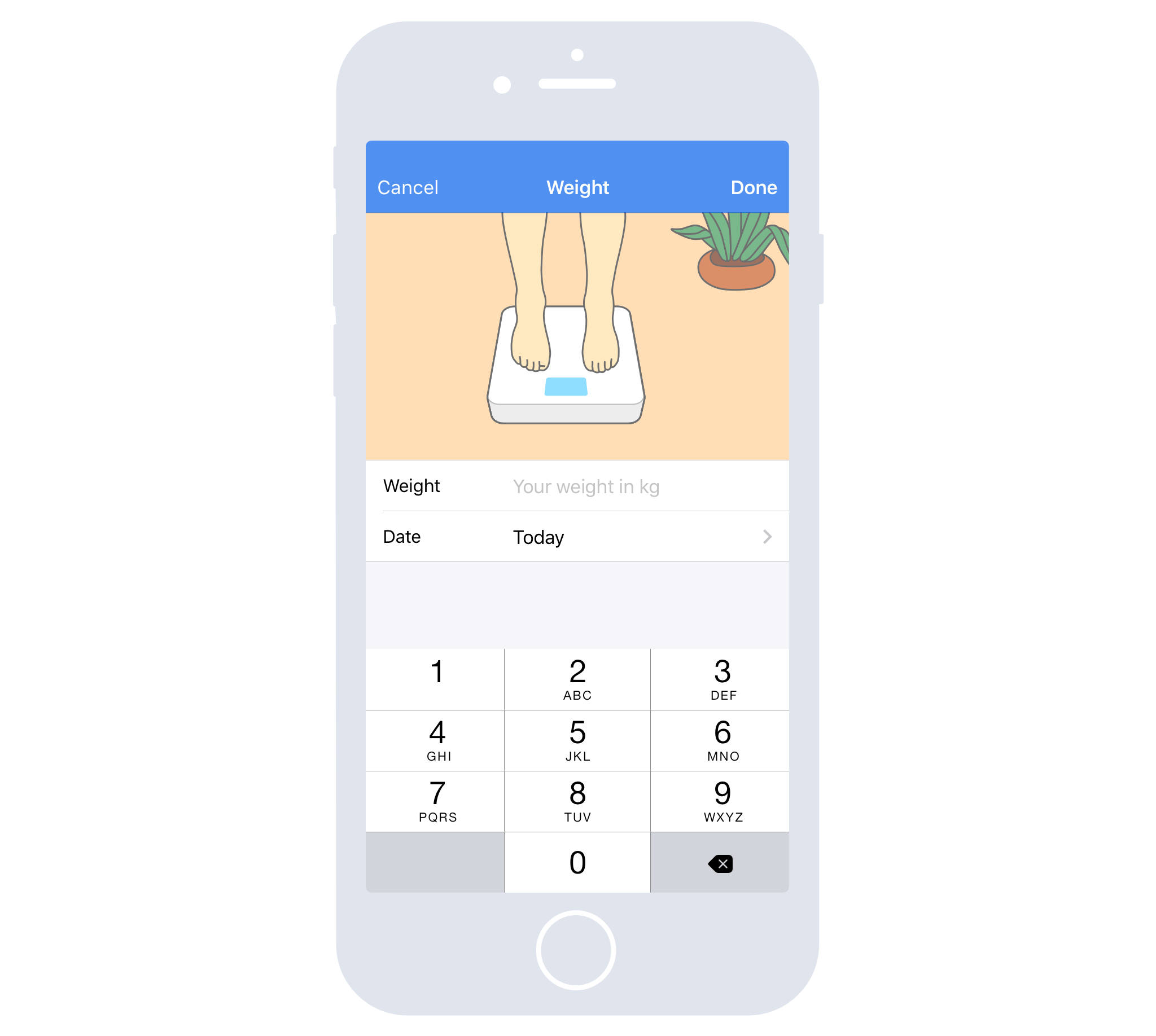 Illustration used to liven up the weight input interface.