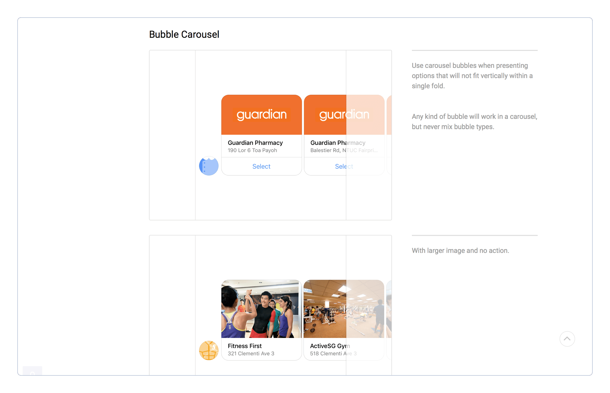Specs for bubble carousel.